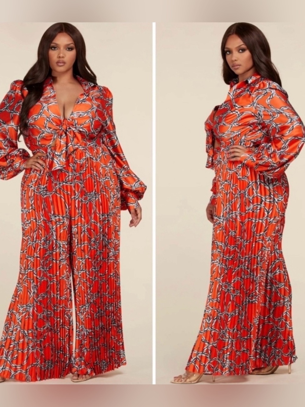 Stylish Red Patterned Jumpsuit